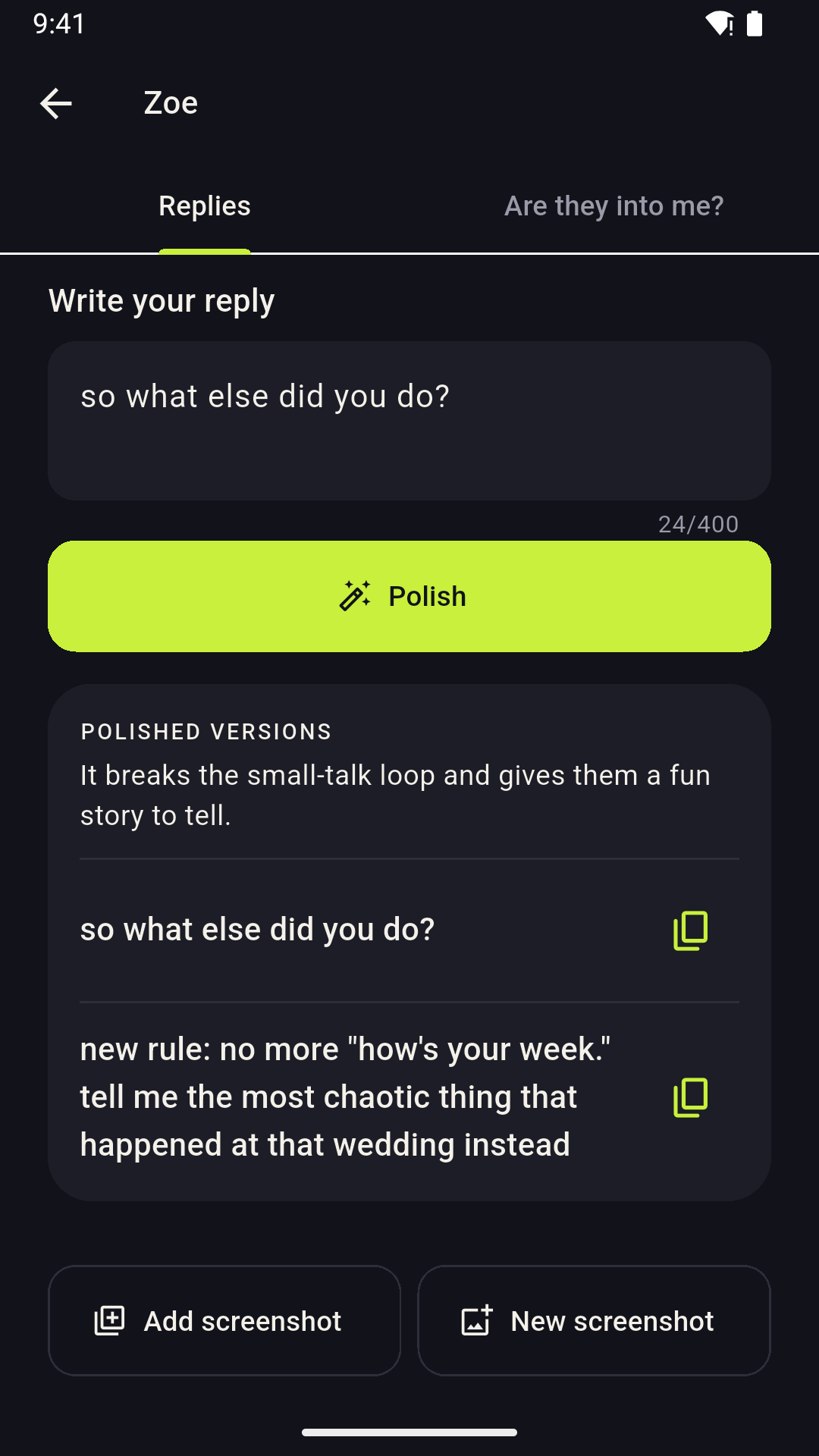 Two polished versions of the user's own draft