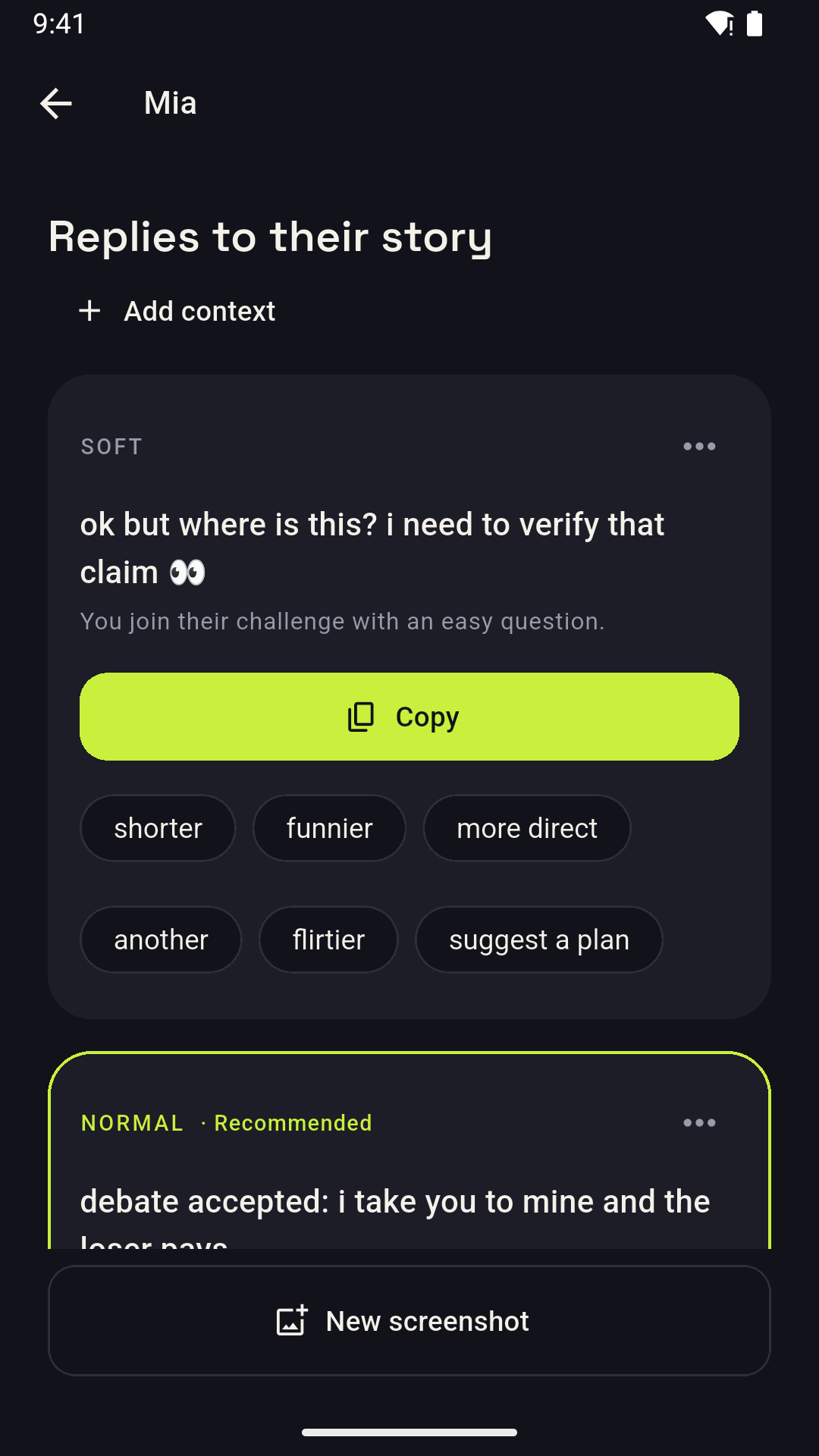 Three short replies to an Instagram story